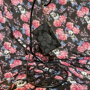 Coach Black Monogram ID, Card and Key Chain